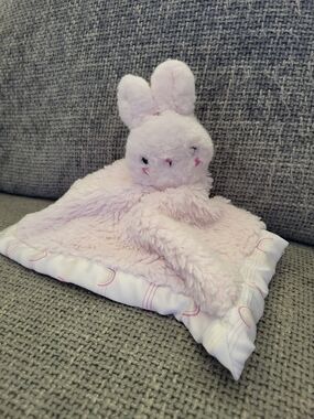 Parents Choice Pink Bunny Rabbit Plush Lovey Security Blanket Satin Rainbows